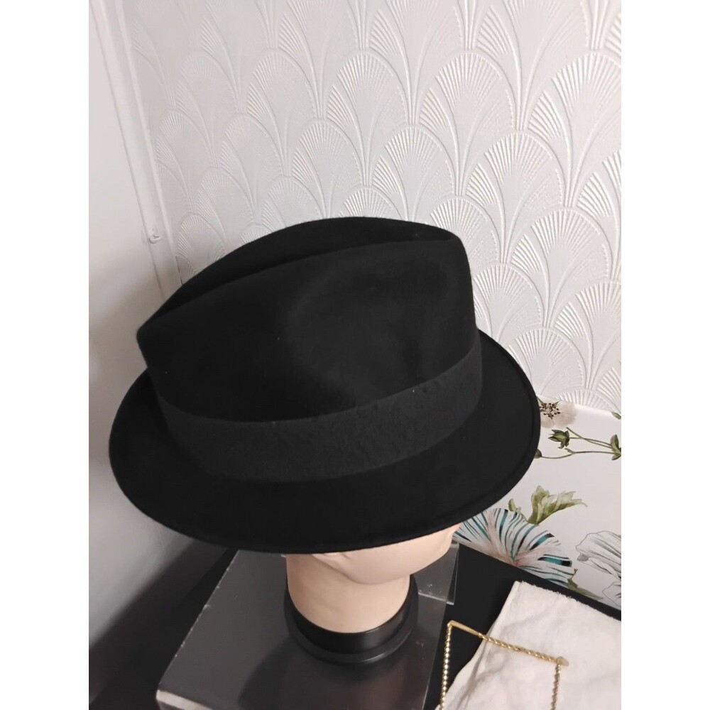 Stetson Royal DeLuxe Fur Felt Hat Black Size 6 7/8 Key Accent